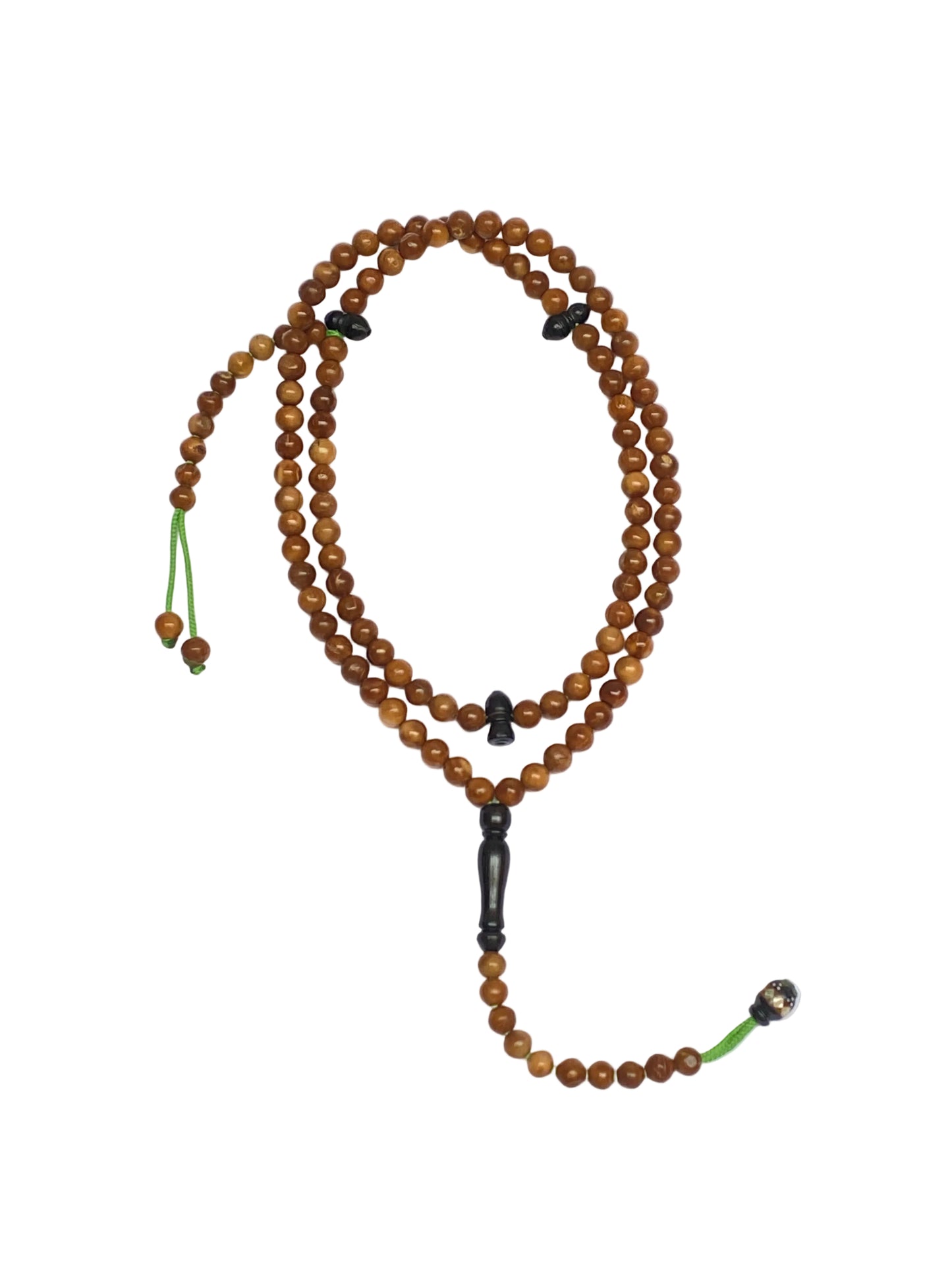 Rounded beads Kok wood Sibha with mother-of-pearl, 7mm- سبحة كوك بلية بالصدف 7 ملي