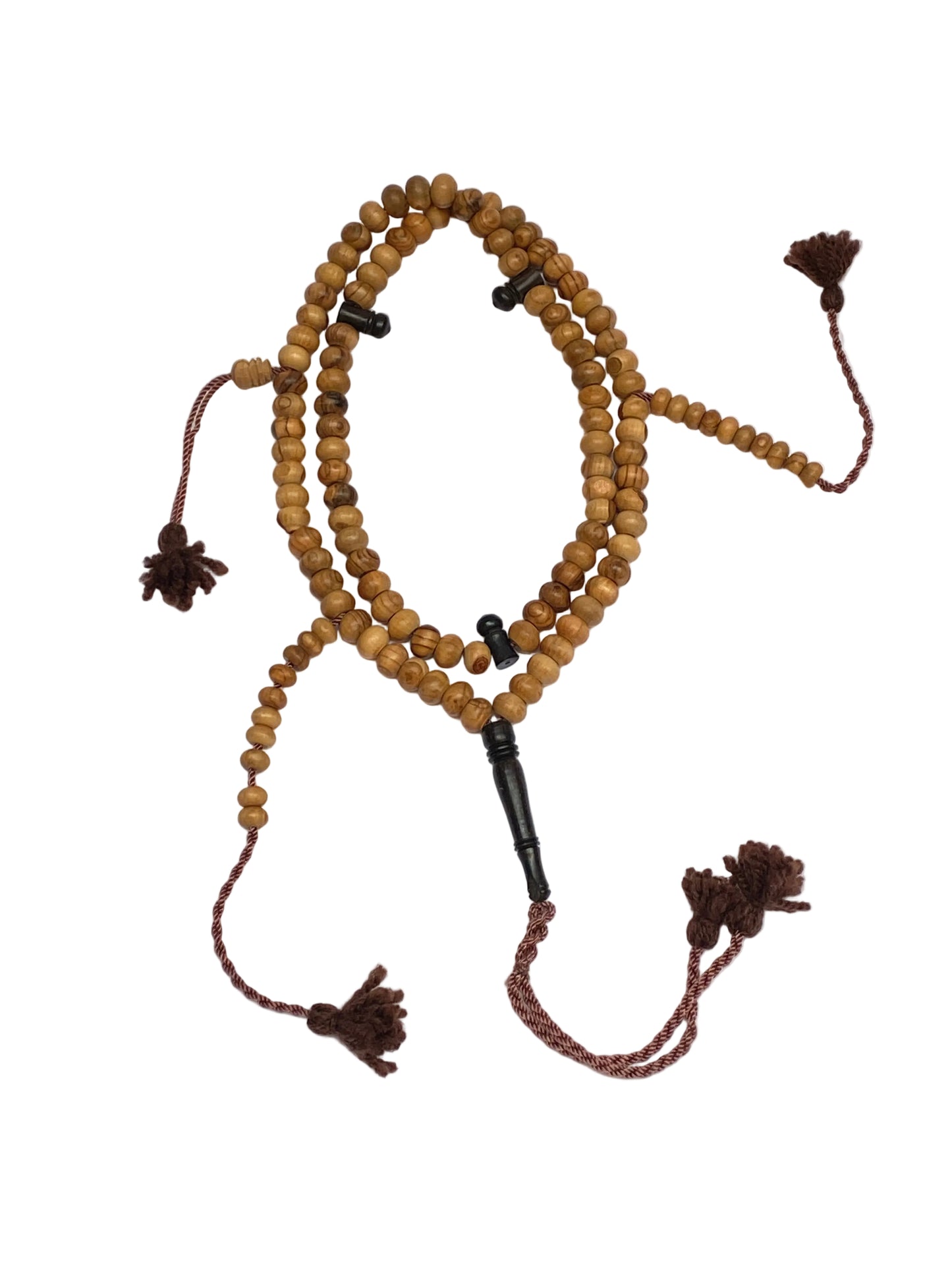 Olive wood Sibha with ebony, 9 mm - سبحة زيتون بالأبانوس 9مل