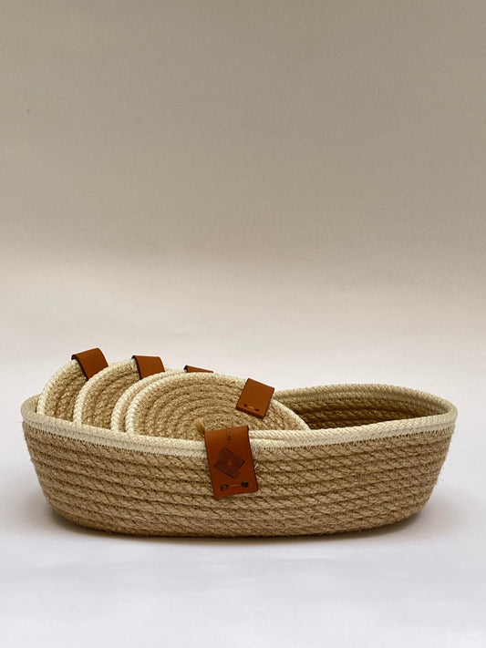 Woven Coasters set & woven bowl (4 coasters) 17x5cm