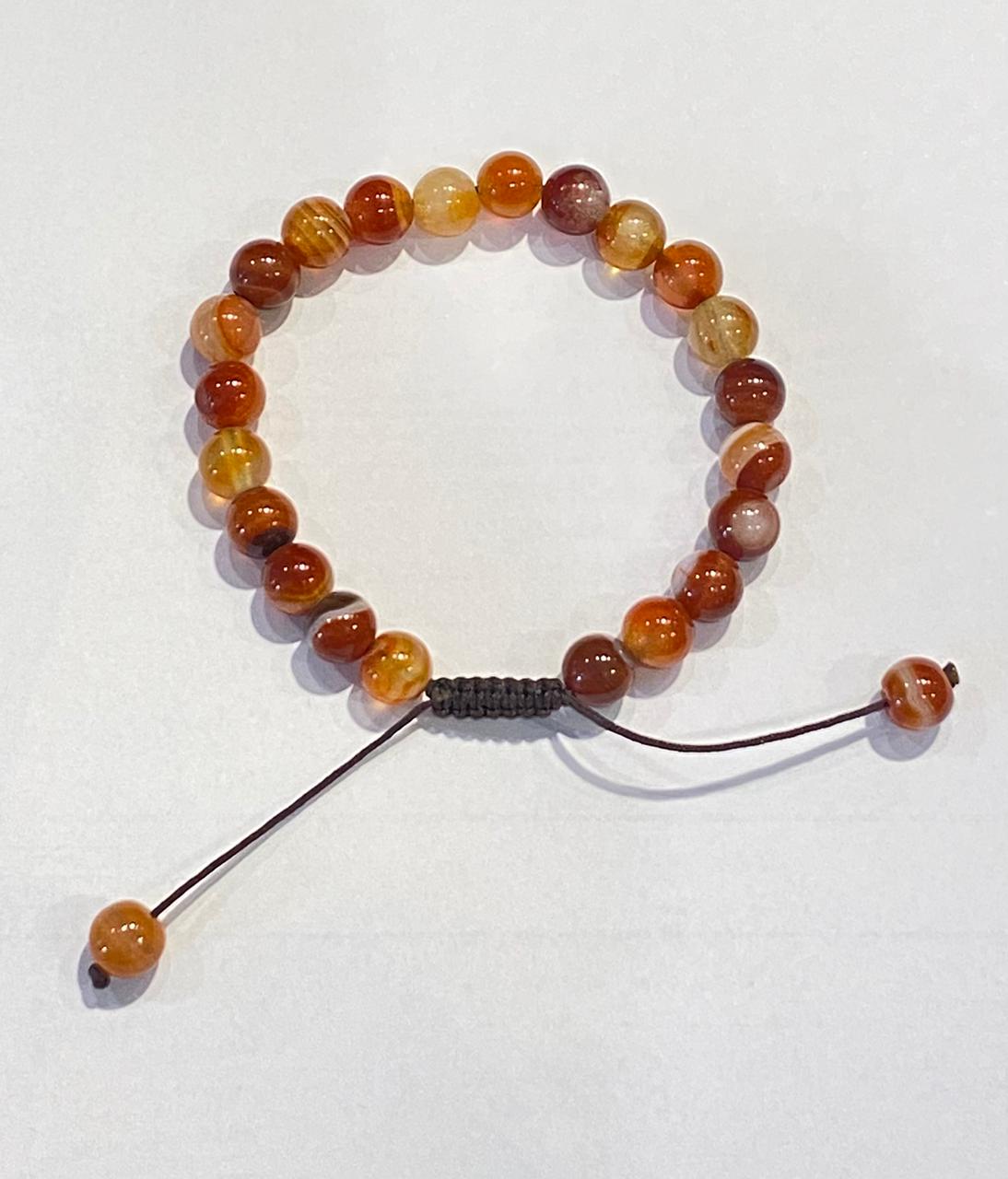 Agate macramé bracelet 8mm - غويشة عقيق مكرمية 8مل